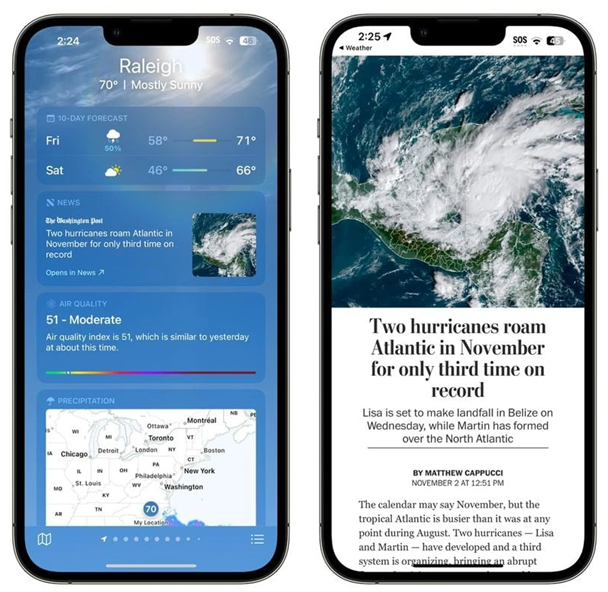 溧水苹果14维修分享iPhone 14手机如何看天气时顺带看新闻 