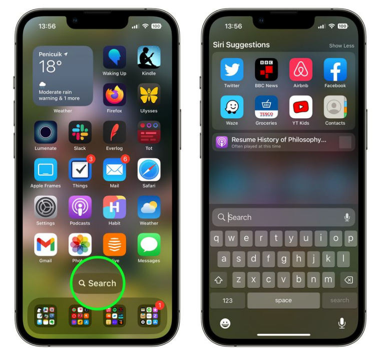溧水苹果手机维修分享升级到 iOS 16 后，如何删除主屏幕上的搜索按钮 